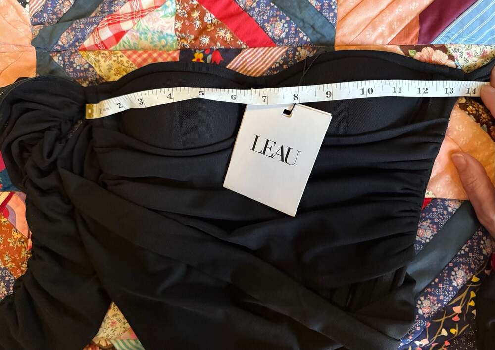 LEAU Bardot Bustier Corset Bodysuit, Black, Women's Size XS — Style BS1001. - Picture 7 of 8